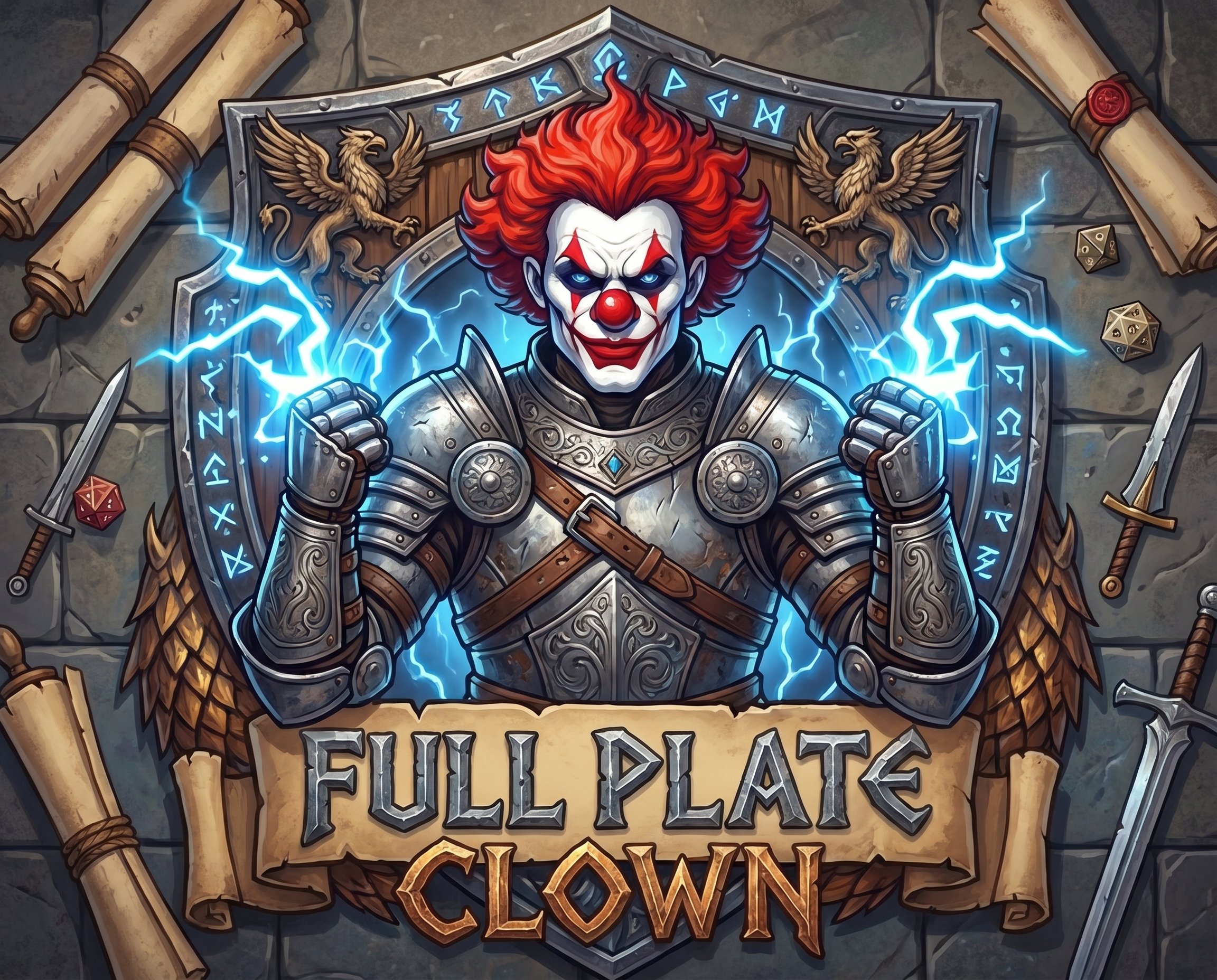 O Full Plate Clown — palhaço de armadura completa